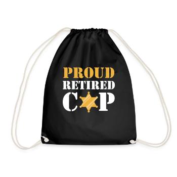 Proud retired policeman Police pension - Drawstring Bag - black - Front