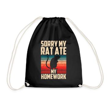 My rat ate my homework animal - Drawstring Bag - black - Front