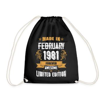Anniversaire millésime février 1981 - Sac de sport léger - noir - Devant
