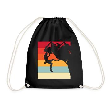 Climbing hero in retro sunset - Drawstring Bag - black - Front