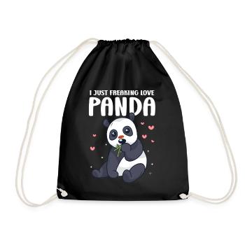 I Freaking Love Panda – Cute Panda Love - Drawstring Bag - black - Front
