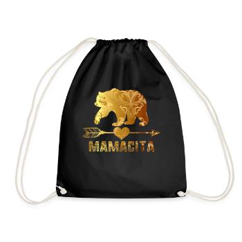 Mamacita Bear Serape Print Mexican Fiesta Cactus - Drawstring Bag - black - Front