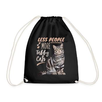Cat, Tabby-Cat, tiger cat funny saying - Drawstring Bag - black - Front
