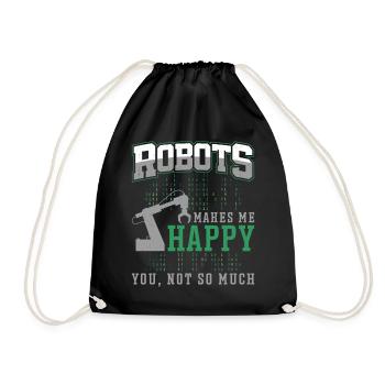 Robot Robotics Engineer Robots - Drawstring Bag - black - Front