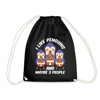 I like penguins and maybe 3 people animal - Drawstring Bag - black - Front