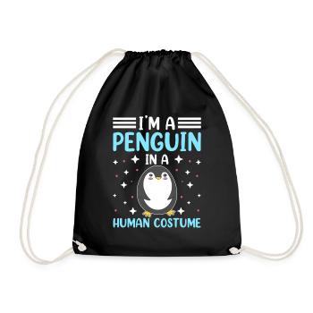 I am a penguin in a human costume - Drawstring Bag - black - Front