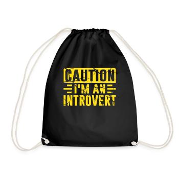 Beware I'm an introvert Shy - Drawstring Bag - black - Front