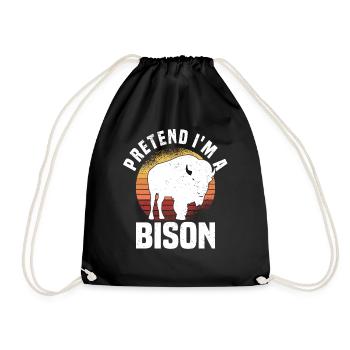 Buffalo Bison Ox Indian American - Drawstring Bag - black - Front