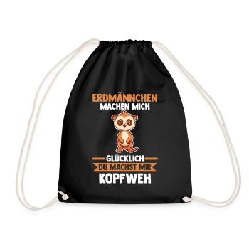 Erdmännchen - Turnbeutel - Schwarz - Vorne