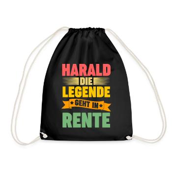 Harald die Legende geht in Rente - Turnbeutel - Schwarz - Vorne