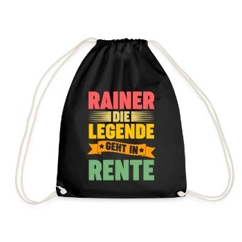 Rainer die Legende geht in Rente - Turnbeutel - Schwarz - Vorne