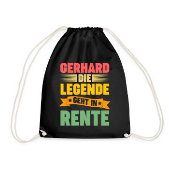Gerhard die Legende geht in Rente - Turnbeutel - Schwarz - Vorne