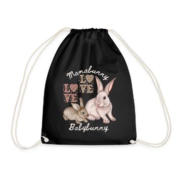 Muttertag, kleiner Hase, Häschen, lustiger Spruch - Turnbeutel - Schwarz - Vorne