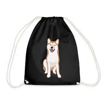 Akita Inu Hund Hundeliebhaber Geschenk - Turnbeutel - Schwarz - Vorne
