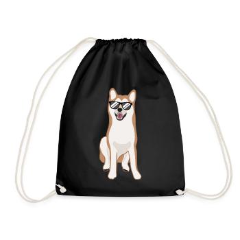 Akita Inu Hund Hundeliebhaber Geschenk - Turnbeutel - Schwarz - Vorne