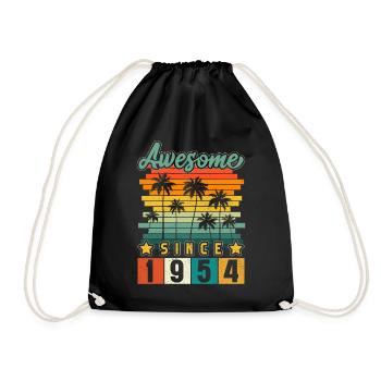 1954 Born Birthday Year of birth vintage - Drawstring Bag - black - Front