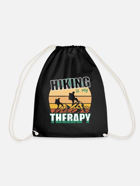 Hiking is my Therapy Trekking backbacking hike - Turnbeutel - Schwarz