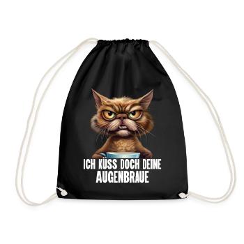 Katze Kaffee Lustige Sprüche - Turnbeutel - Schwarz - Vorne