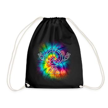Peace Sign Peace Sign Tie Dye - Drawstring Bag - black - Front