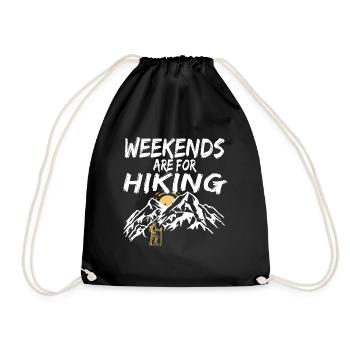 Weekends are for Hiking Trekking adventure hike - Drawstring Bag - black - Front