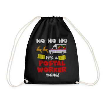 Postal Worker Ugly Christmas Design Santa Mailman - Drawstring Bag - black - Front