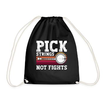 Banjo Pick Strings Not Fights Musical Instrument - Turnbeutel - Schwarz - Vorne
