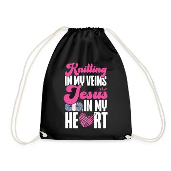 Knitting Knitter Jesus Christian - Turnbeutel - Schwarz - Vorne