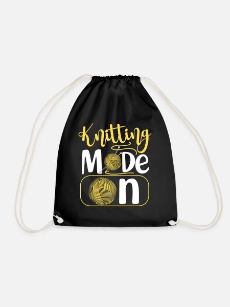 Knitting Knitter Knitting Mode On - Turnbeutel - Schwarz