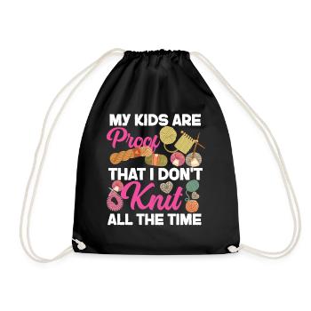 Knitting Knitter My Kids Are Proof - Turnbeutel - Schwarz - Vorne