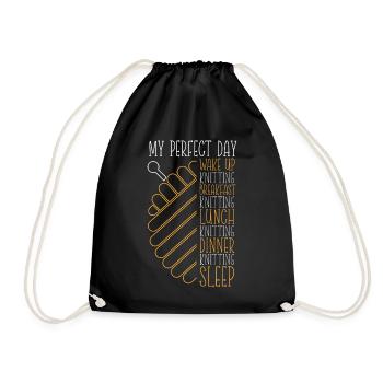 Knitting Knitter My Perfect Day - Turnbeutel - Schwarz - Vorne