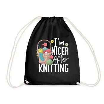 Knitting Knitter I'm Nicer After - Drawstring Bag - black - Front