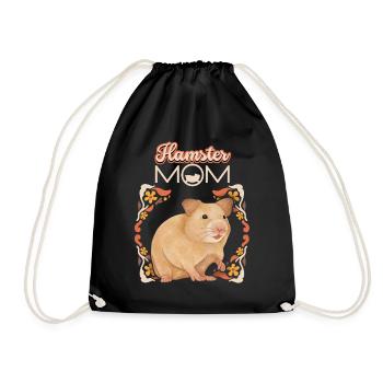 Hamster, Hamster-Mom, Hamster-Mama lustiger Spruch - Turnbeutel - Schwarz - Vorne