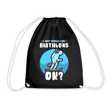 I like biathlons just very much biathlon biathlete - Drawstring Bag - black - Front