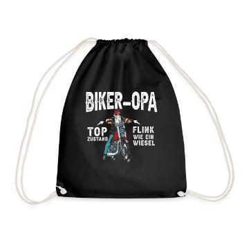Motorrad Opa Motorradfahrer Biker Opa Top Zustand - Turnbeutel - Schwarz - Vorne