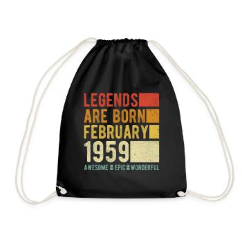 Anniversaire février 1959 - Sac de sport léger - noir - Devant