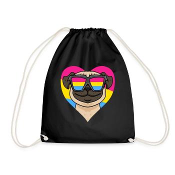 Pansexuell Hund Mops Herz Geschenk - Turnbeutel - Schwarz - Vorne