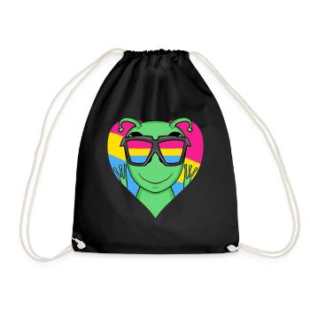 Pansexuell Alien Herz Geschenk - Turnbeutel - Schwarz - Vorne