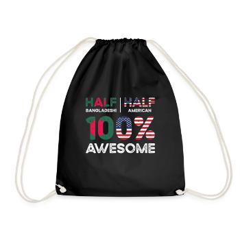 Half Bangladeshi Bangladesh American USA - Drawstring Bag - black - Front