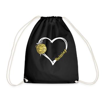 Knitting Knitter Heart Knitting - Turnbeutel - Schwarz - Vorne