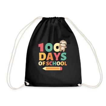 100 days of school Sloth 100 Days - Drawstring Bag - black - Front
