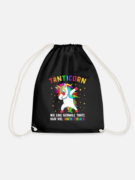 Tante Einhorn Dabbing Unicorn Patentante Tanticorn - Turnbeutel - Schwarz