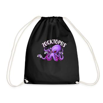 Gaming Octopus Gaming Tintenfisch Zocktopus - Turnbeutel - Schwarz - Vorne