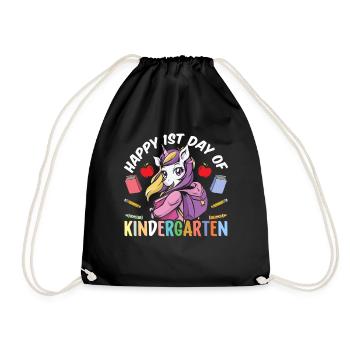 Happy 1 day of kindergarten Kindergarten sweet - Drawstring Bag - black - Front
