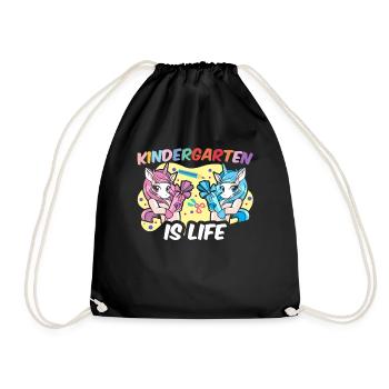 Kindergarten is Life sayings sweet kids humor - Drawstring Bag - black - Front