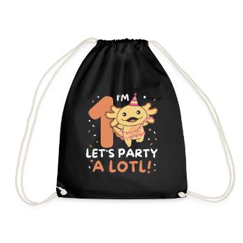 1st birthday axolotl one year old sweet axolotls - Drawstring Bag - black - Front