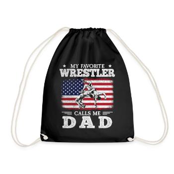 Mon lutteur préféré m’appelle papa drapeau américain - Sac de sport léger - noir - Devant