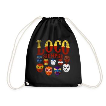 Luchador Masks Loco Siempre - Turnbeutel - Schwarz - Vorne
