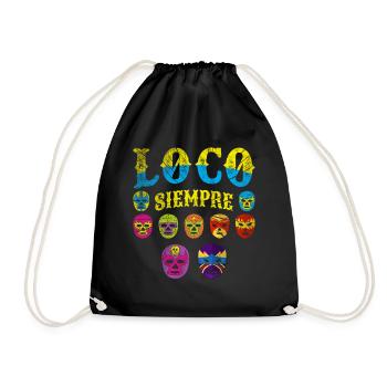 Luchador Masks Loco Siempre - Turnbeutel - Schwarz - Vorne