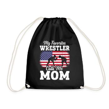 Mon lutteur préféré m’appelle maman drapeau américain - Sac de sport léger - noir - Devant