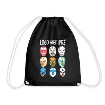 Luchador Masks Loco Siempre - Turnbeutel - Schwarz - Vorne